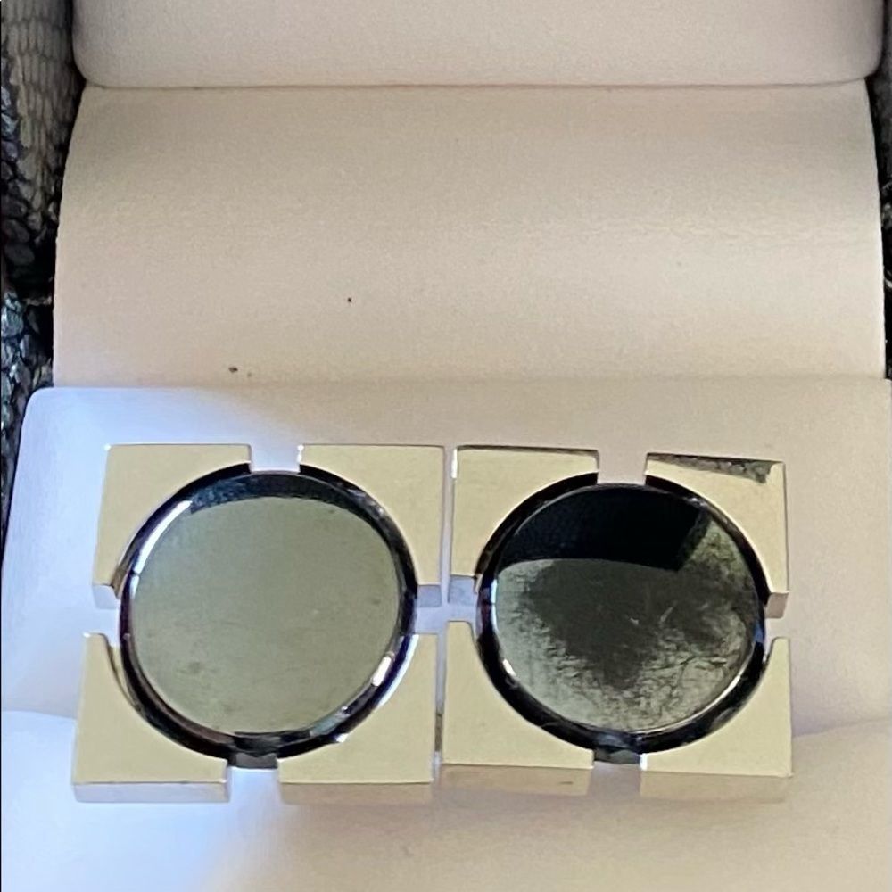 Vintage FOSTER sterling silver and black onyx cuff links